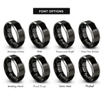 font options for inside engraving on black & gray figure 8 rings