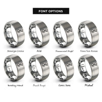 font options for inside engraving on silver figure 8 rings