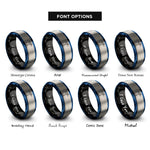 font options for inside engraving on black & blue & silver figure skater arabesque rings