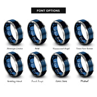 font options for inside engraving on blue & gray figure skater arabesque rings