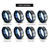 font options for inside engraving on blue & grey fiji rings