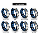 font options for inside engraving on blue & silver fiji rings