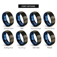 font options for inside engraving on gunmetal & blue fiji rings