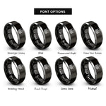font options for inside engraving on black & gray filament spool rings
