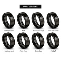 font options for inside engraving on black filament spool rings
