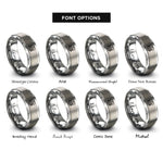 font options for inside engraving on silver filament spool rings