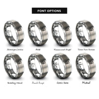 font options for inside engraving on silver filament spool rings