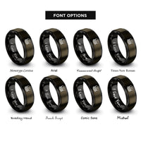 font options for inside engraving on gunmetal & black filament spool rings