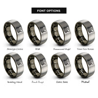 font options for inside engraving on gunmetal & silver filament spool rings