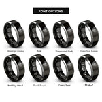 font options for inside engraving on black & grey filigree heart rose rings