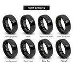 font options for inside engraving on black fill peaks rings