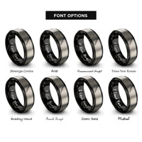 font options for inside engraving on black & gray fillet knife rings