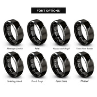 font options for inside engraving on black & gray fillet knife rings