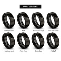 font options for inside engraving on black fillet knife rings