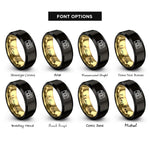 font options for inside engraving on black & gold film camera rings