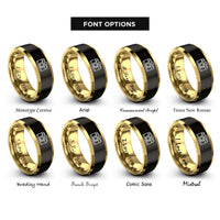 font options for inside engraving on black & gold film camera rings