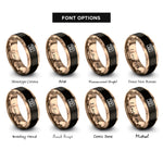 font options for inside engraving on black & rose gold film camera rings
