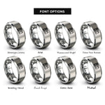font options for inside engraving on silver film camera rings