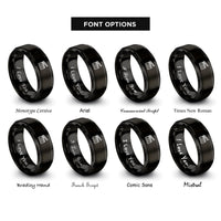 font options for inside engraving on black film clapperboard rings