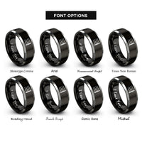 font options for inside engraving on black & silver final barline rings