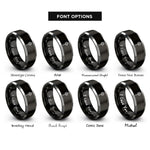 font options for inside engraving on black & silver fine mesh strainer rings