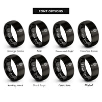 font options for inside engraving on black fine mesh strainer rings