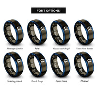 font options for inside engraving on gunmetal & blue fine structure constant rings