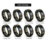 font options for inside engraving on gunmetal & blue fine structure constant rings