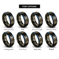 font options for inside engraving on gunmetal & blue fine structure constant rings