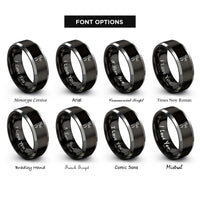 font options for inside engraving on black & gray fine tuners rings