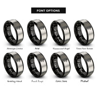 font options for inside engraving on black & gray fine tuners rings