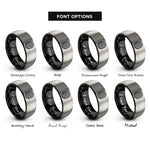 font options for inside engraving on black & silver fingerprint rings
