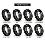 font options for inside engraving on black & grey fingerprint rings