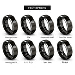 font options for inside engraving on black & gray fingerprint rings