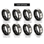 font options for inside engraving on black & silver fingerprint rings