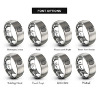 font options for inside engraving on grey fingerprint rings