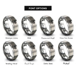 font options for inside engraving on silver fingerprint heart rings