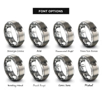 font options for inside engraving on silver fingerprint heart rings
