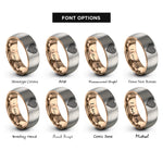 font options for inside engraving on rose gold & silver fingerprint heart rings