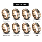font options for inside engraving on rose gold fingerprint heart rings
