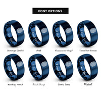 font options for inside engraving on blue fingerprint icon rings