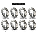 font options for inside engraving on grey fingerprint icon rings