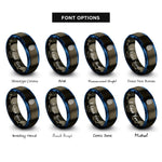 font options for inside engraving on gunmetal & blue fingerprint icon rings