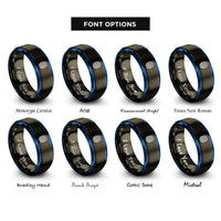 font options for inside engraving on gunmetal & blue fingerprint icon rings