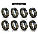 font options for inside engraving on gunmetal & blue fingerprint icon rings