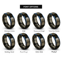 font options for inside engraving on gunmetal & blue fingerprint icon rings
