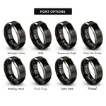 font options for inside engraving on black & grey fingerstyle player rings