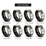 font options for inside engraving on black & gray fingerstyle player rings