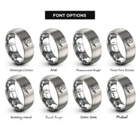 font options for inside engraving on silver fingerstyle player rings
