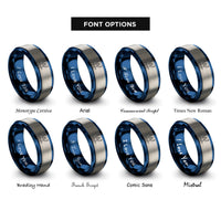 font options for inside engraving on blue & grey finish line rings